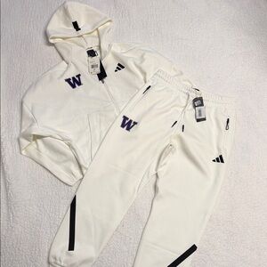 Adidas White Tracksuit with Black Accents